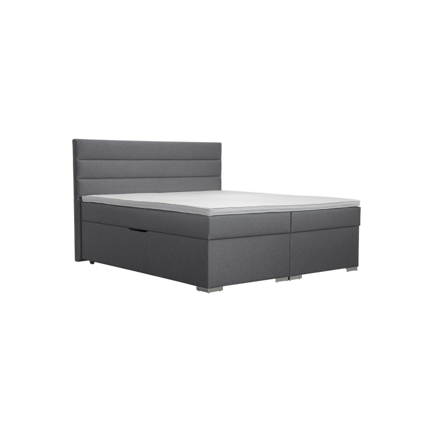 Polsterbett NEW BOLERO 160x200 cm, grau, mit Bettkasten und Matratzen inklusive Topper