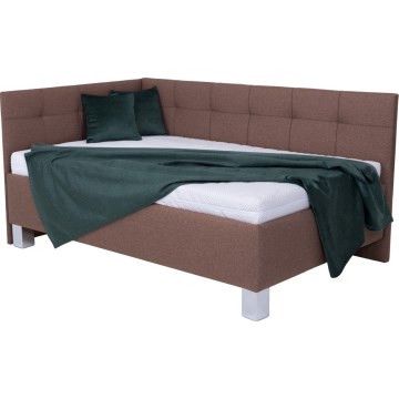 Gepolstertes Bett mit Matratze und Bettkasten MARIA PETITE 120×200 cm Braun