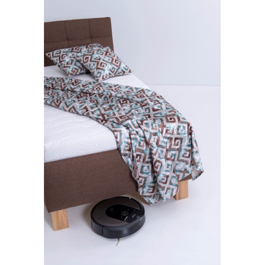 Gepolstertes Bett mit Matratze und integriertem Stauraum MARIA ONE 90x200 cm braun