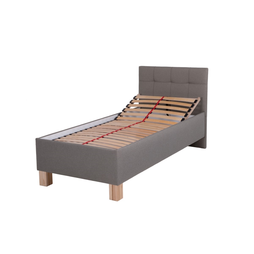 Gepolstertes Bett mit Matratze und Stauraum MARIA ONE 90x200 cm Taupe