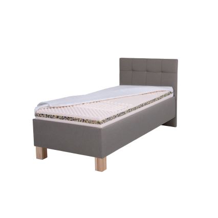Gepolstertes Bett mit Matratze und Stauraum MARIA ONE 90x200 cm Taupe