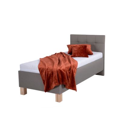 Gepolstertes Bett mit Matratze und Stauraum MARIA ONE 90x200 cm Taupe