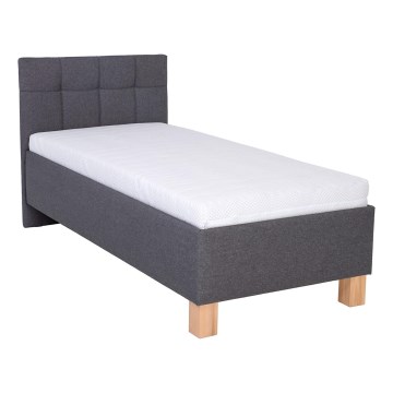 Gepolstertes Bett mit Matratze und Stauraum MARIA ONE 90×200 cm, grau