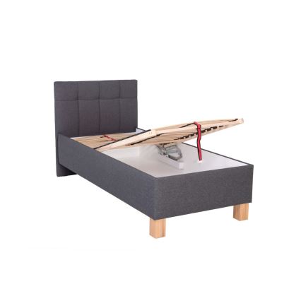Gepolstertes Bett mit Matratze und Stauraum MARIA ONE 90×200 cm, grau