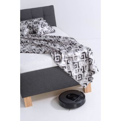 Gepolstertes Bett mit Matratze und Stauraum MARIA ONE 90×200 cm, grau