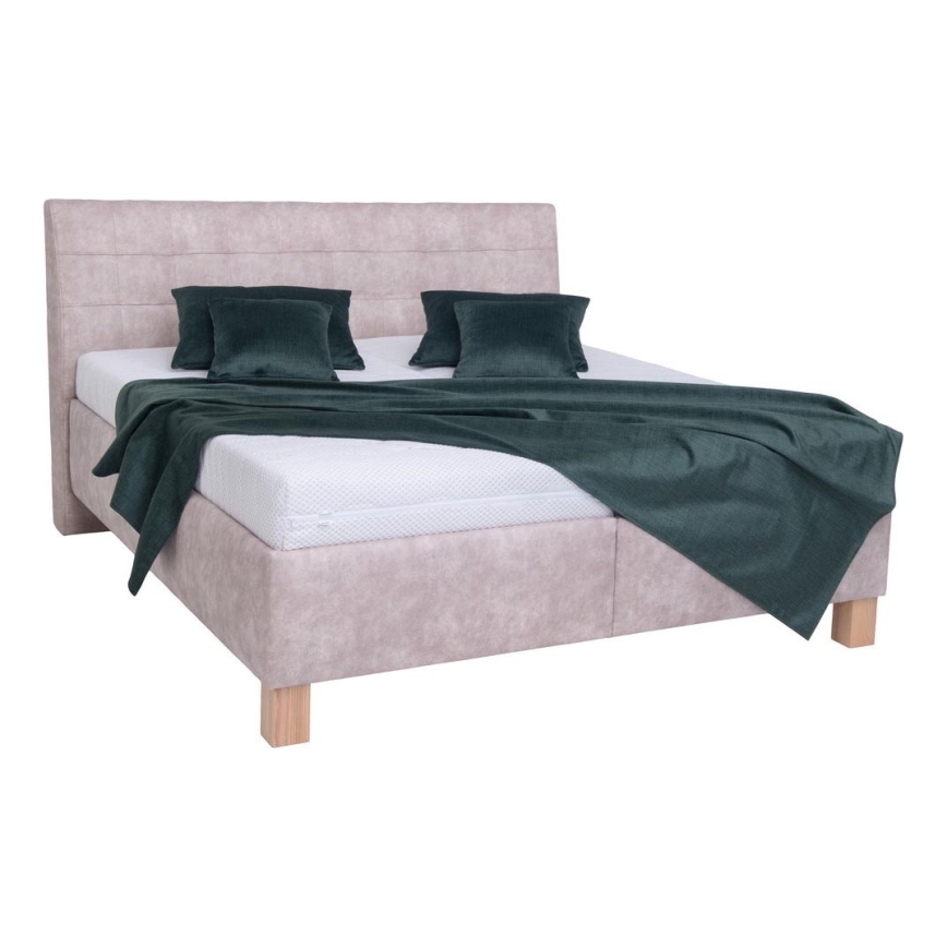 Gepolstertes Bett mit Matratze und Stauraum VIOLET 160x200 cm beige