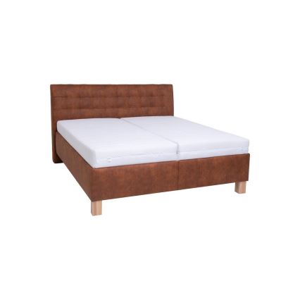 Gepolstertes Bett mit Matratze und Stauraum VIOLET 180x200 cm Cognacbraun