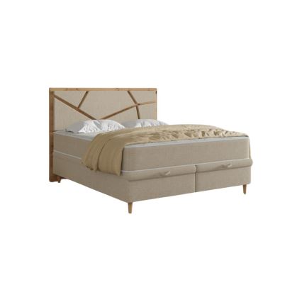 Gepolstertes Bett mit Matratzen und Stauraum NAOMI 180x200 cm beige