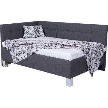 Gepolstertes Bett mit Stauraum, ohne Matratze, MARIA PETITE, 120x200 cm, grau