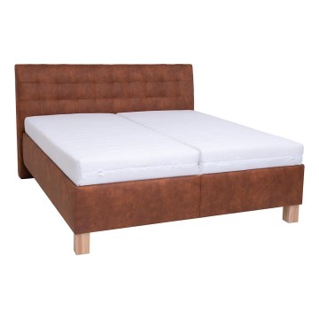 Gepolstertes Bett mit Stauraum ohne Matratze VIOLET 180x200 cm Cognacbraun