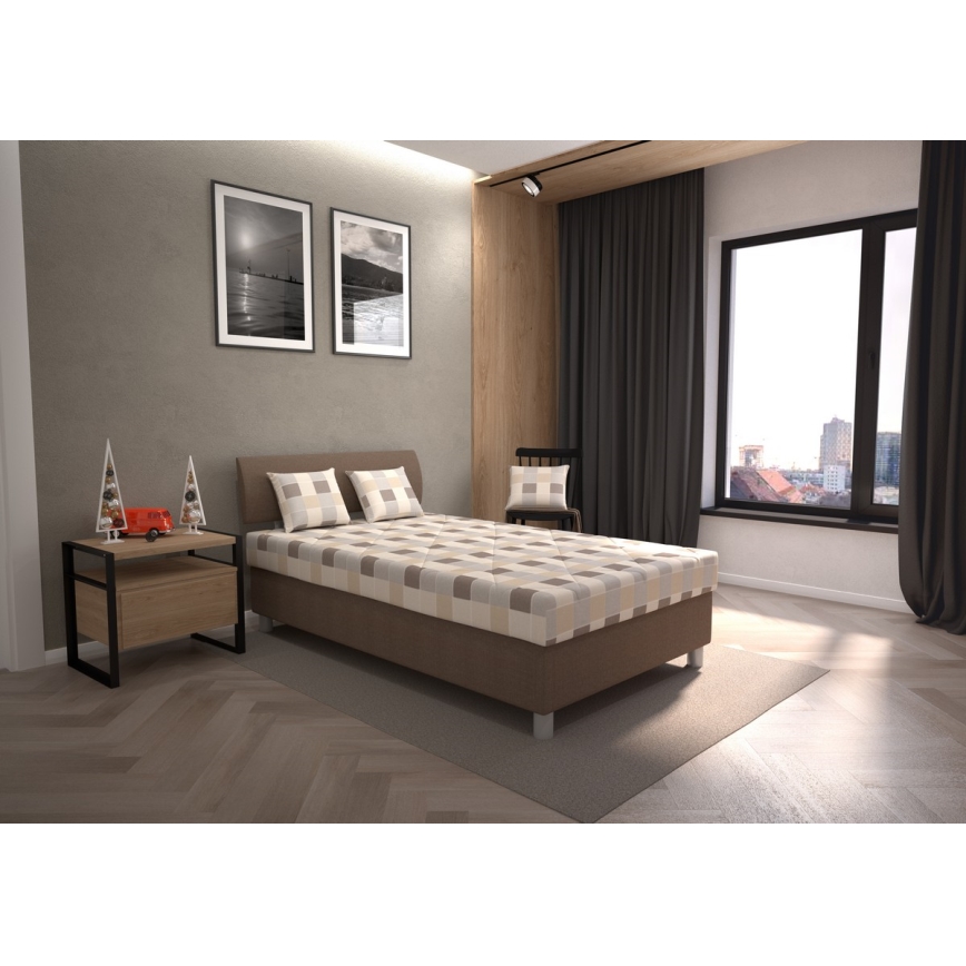 Gepolstertes Bett mit Stauraum und Matratze GEORGE 120x200 cm braun