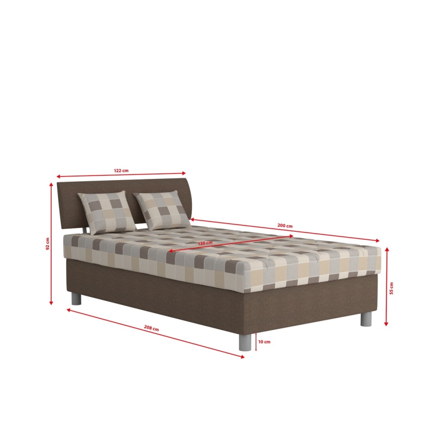 Gepolstertes Bett mit Stauraum und Matratze GEORGE 120x200 cm braun