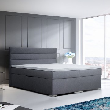 Gepolstertes Bett mit Stauraum und Matratzen mit Topper NEW BOLERO 180x200 cm grau