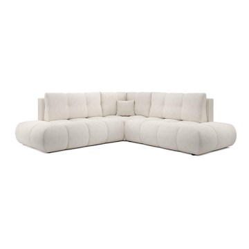Gepolstertes Ecksofa ALMADA (L‑Form) mit Schlaffunktion und Stauraum, rechts, beige