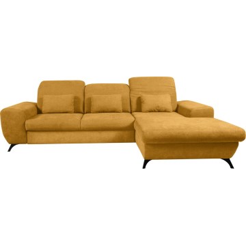 Gepolstertes Ecksofa ALTA mit Schlaffunktion und Stauraum, L-Form rechts, gelb