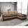 Gepolstertes, links-/rechtsmontierbares L‑Ecksofa BRISTOL mit Schlaffunktion – Braun/Beige