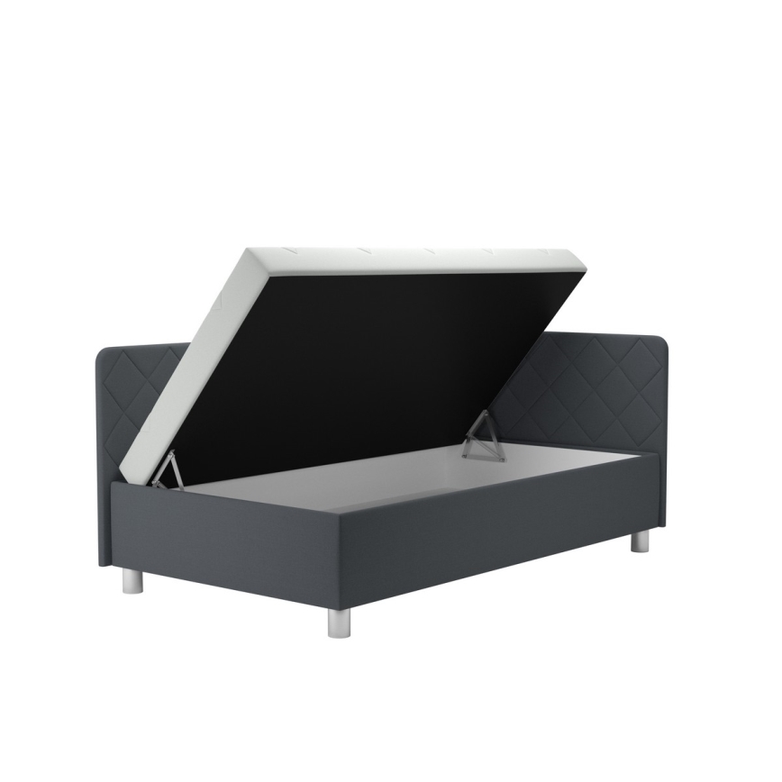 Gepolstertes Tagesbett mit Bettkasten und Matratze EMILE 110x200 cm grau