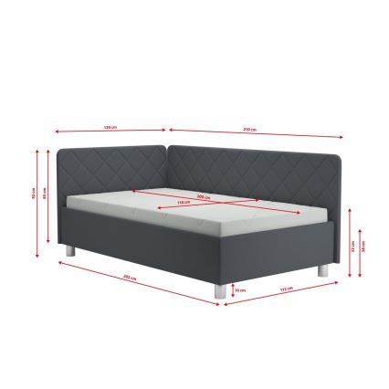 Gepolstertes Tagesbett mit Bettkasten und Matratze EMILE 110x200 cm grau