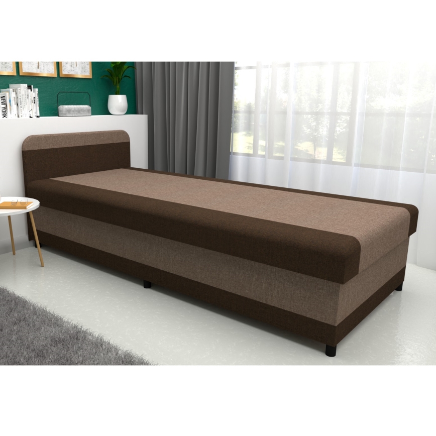 Gepolstertes Tagesbett mit Stauraum TALI 80x202 braun/beige