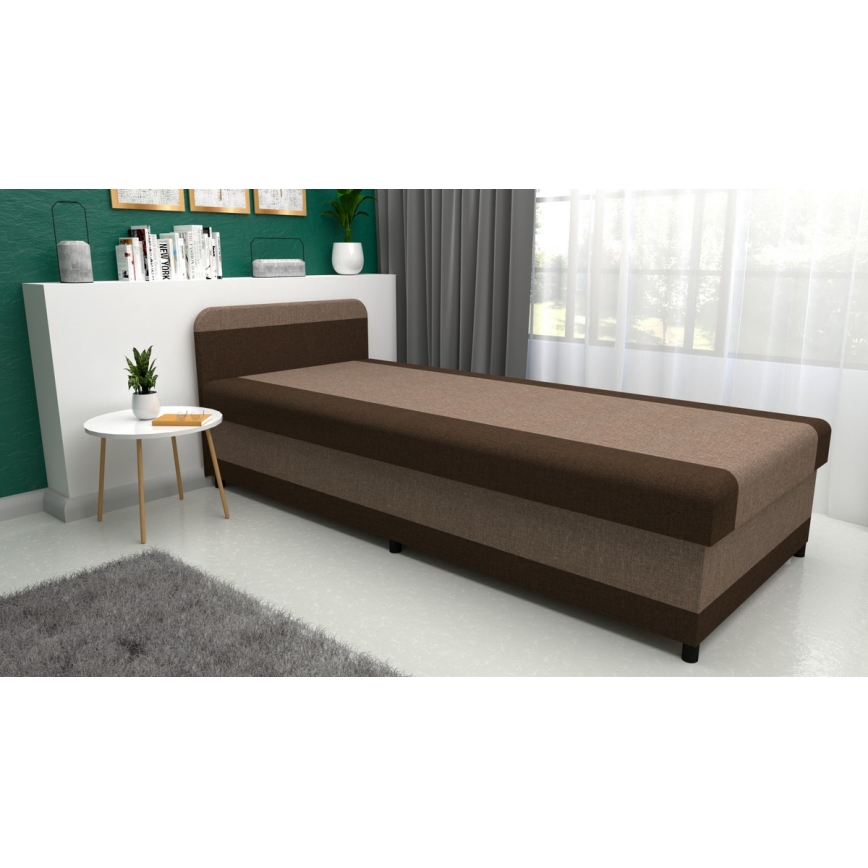 Gepolstertes Tagesbett mit Stauraum TALI 80x202 braun/beige