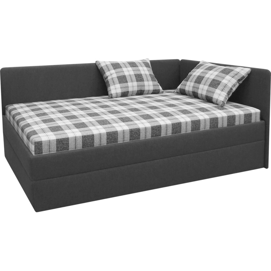 Gepolstertes Tagesbett mit Universal-Kopfteil L/R ARLY 110x200 cm anthrazit/weiß