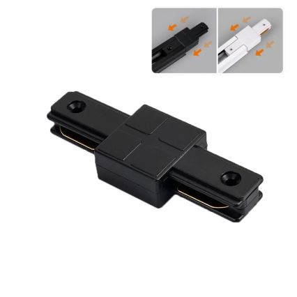 Gerader 1‑phasiger Leuchtenadapter für Stromschienensystem, schwarz