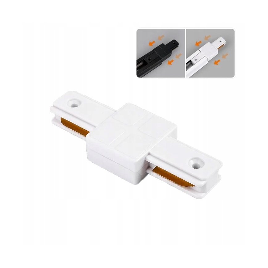 Gerader einphasiger Schienenstecker für Leuchten, weiß