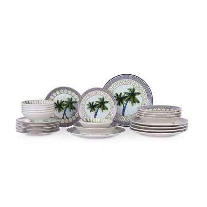 Geschirrset 24 Stück bunt/Keramik