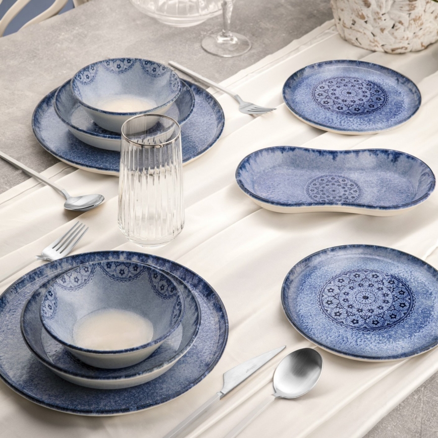 Geschirrset 27-teilig blau/Porzellan