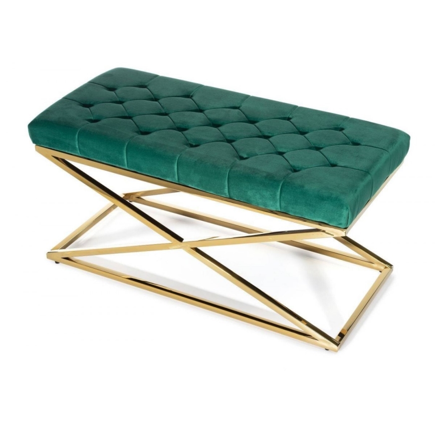 Gesteppte Bank SALIBA 50x97 cm golden/grün