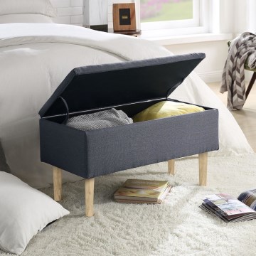 Gesteppte Sitzbank mit Stauraum 44x80 cm grau