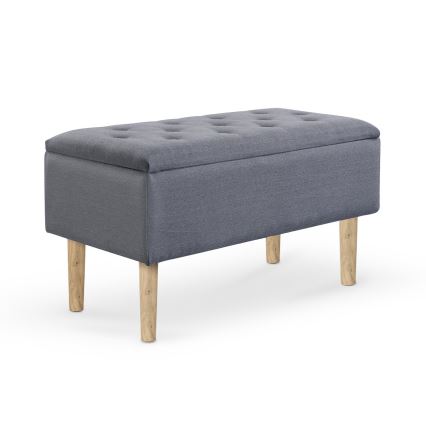 Gesteppte Sitzbank mit Stauraum 44x80 cm grau