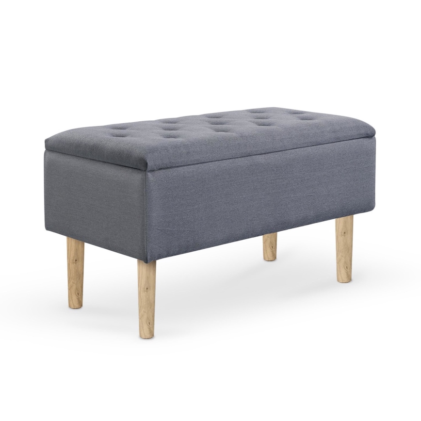 Gesteppte Sitzbank mit Stauraum 44x80 cm grau