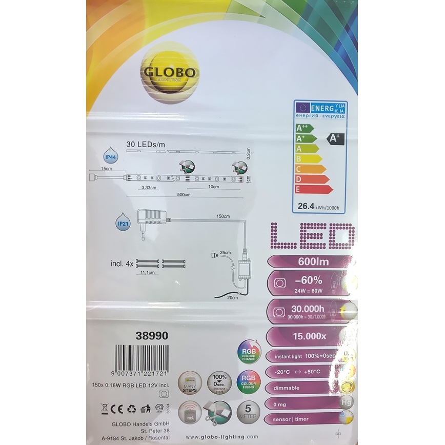 Globo 38990 - RGB LED-Streifen LED-BAND 150xLED/0,16W