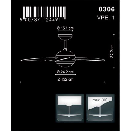 GLOBO 0306 - Stropní ventilátor FABIOLA 1xR7S/80W/230V