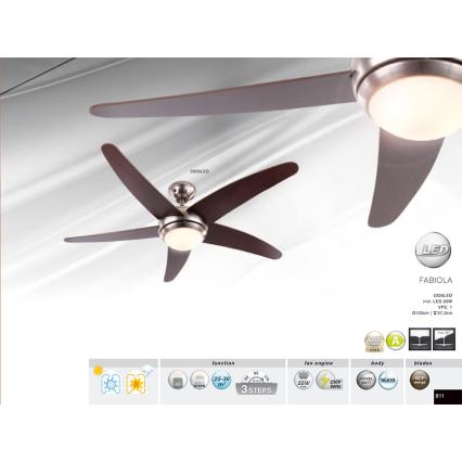 GLOBO 0306LED - Deckenlüfter FABIOLA 1xLED/20W/230V