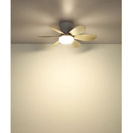 Globo - LED-dimmbarer Deckenventilator LED/5W/230V 2700-6500K beige + Fernbedienung