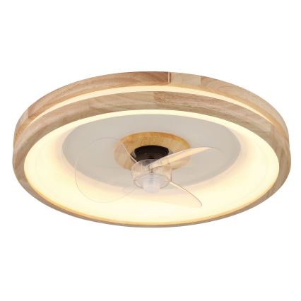 Globo - Dimmbare LED-Deckenleuchte mit Ventilator LED/30W/230V 2700-6500K braun + Fernbedienung