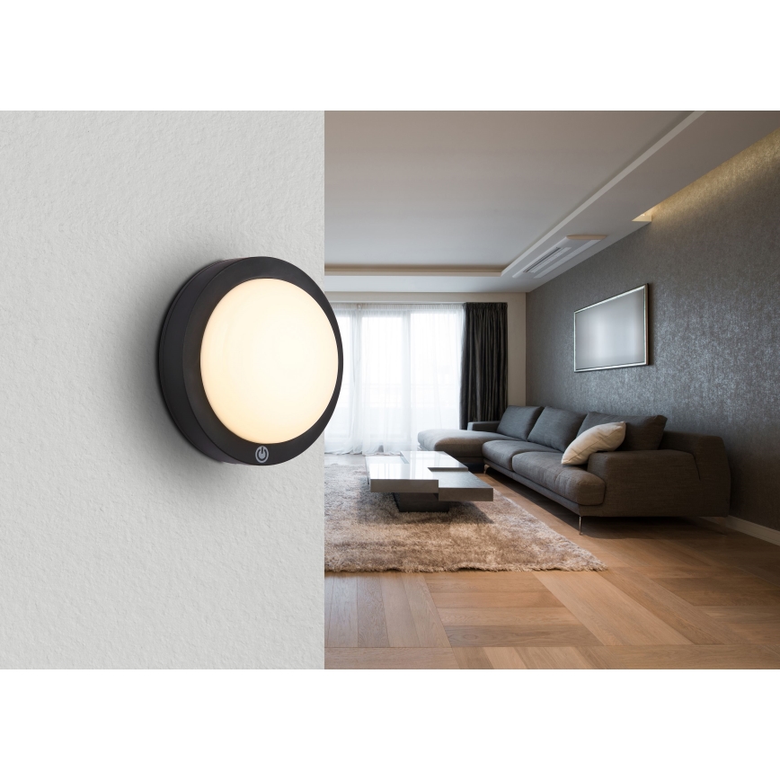 Globo - Aufladbare LED-Touch-Wandleuchte LED/1,2W/3,7V d 15 cm 1800 mAh schwarz