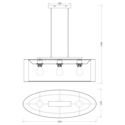Globo - Kronleuchter an Schnur 3xE27/60W/230V