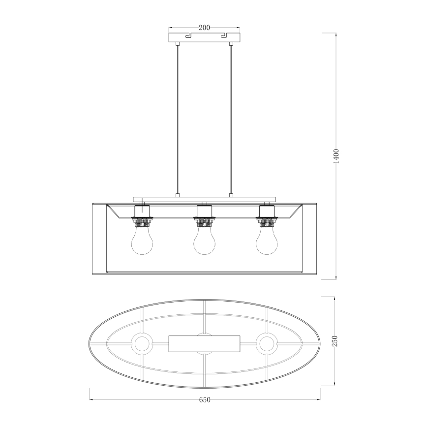 Globo - Kronleuchter an Schnur 3xE27/60W/230V