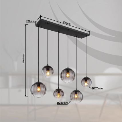 Globo - Hängeleuchte 6xE27/60W/230V