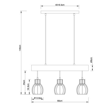 Globo - Hängeleuchte 3xE27/60W/230V