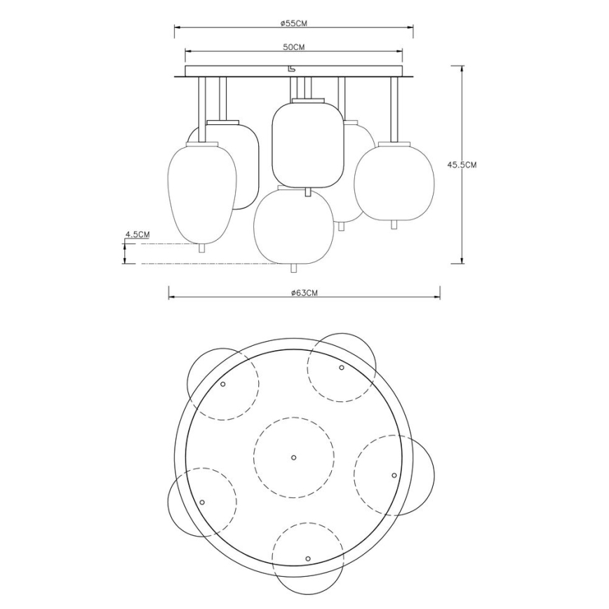 Globo - Deckenleuchte 6xE14/40W/230V Messing