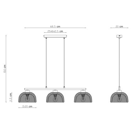 Globo - Hängeleuchte 3xE14/40W/230V