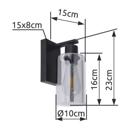 Globo - Wandleuchte 1xE27/60W/230V schwarz