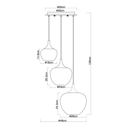 Globo - Hängeleuchte 3xE27/40W/230V weiß