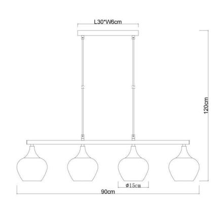 Globo - Hängeleuchte 4xE27/40W/230V schwarz