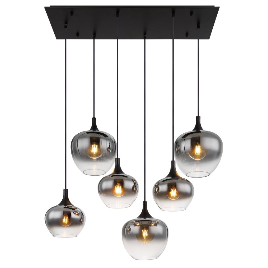 Globo - Hängeleuchte 6xE27/40W/230V schwarz