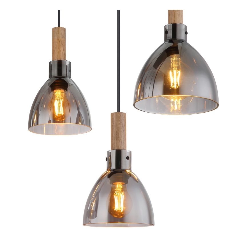 Globo - Pendelleuchte an Kabel 6xE27/6W/230V schwarz/rauchfarben